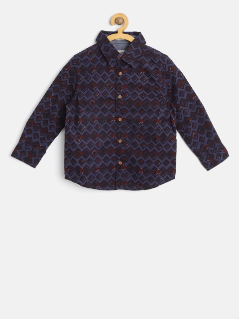 

Pepe Jeans Boys Navy Blue & Maroon Regular Fit Printed Casual Shirt