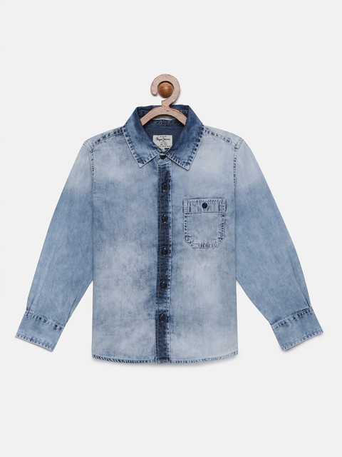 

Pepe Jeans Boys Blue Regular Fit Denim Casual Shirt