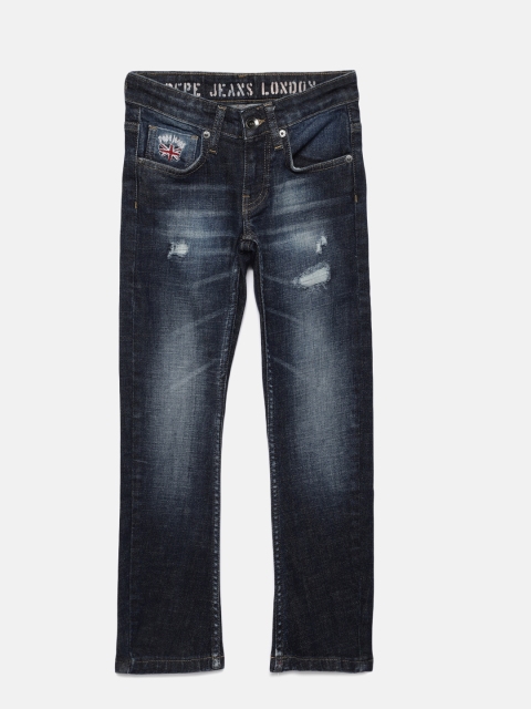 

Pepe Jeans Boys Navy Blue HAIDER CR IP Slim Fit Mildly Distressed Stretchable Jeans