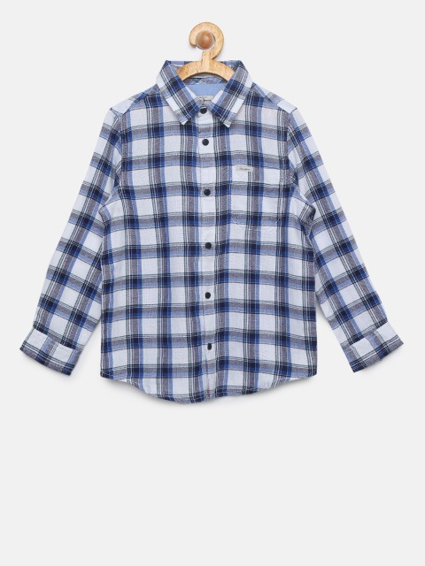 

Pepe Jeans Boys Blue & White Regular Fit Checked Casual Shirt
