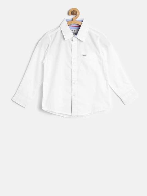 

Pepe Jeans Boys White Regular Fit Solid Casual Shirt