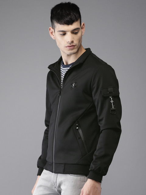 

The Indian Garage Co Men Black Solid Bomber