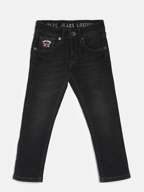 

Pepe Jeans Boys Black Regular Fit Mid-Rise Clean Look Dark Wash Jeans