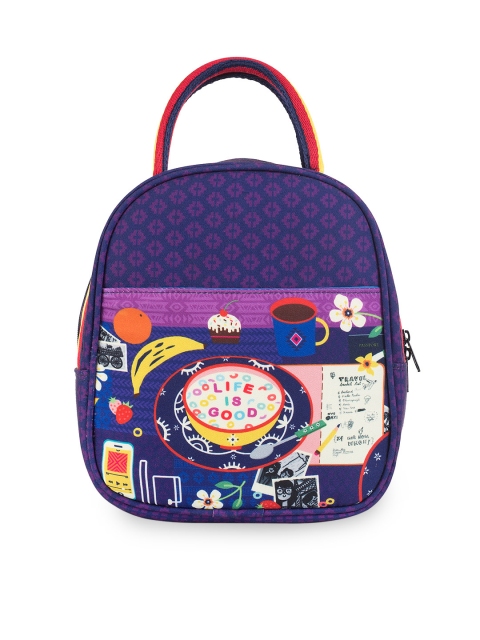 

Chumbak Purple & Blue Printed Handheld Bag