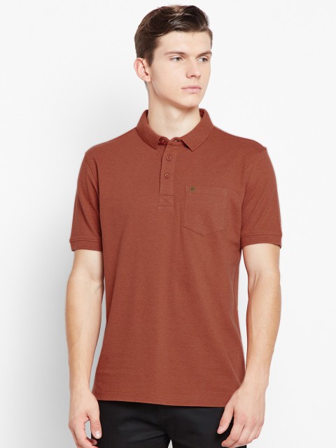 

Crimsoune Club Men Rust Brown Solid Polo Collar T-shirt