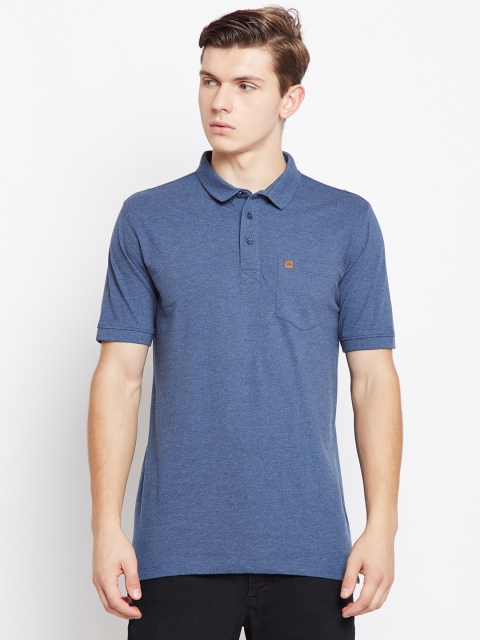 

Crimsoune Club Men Blue Solid Polo Collar T-shirt