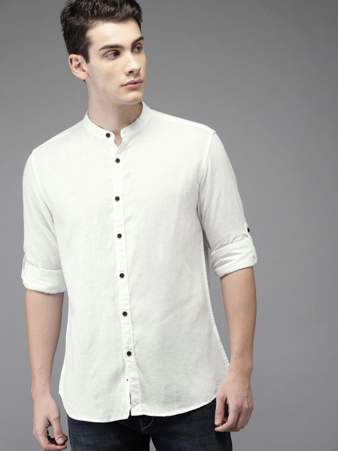 

HERE&NOW Men White Regular Fit Solid Casual Shirt