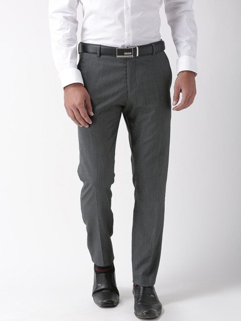 

SELECTED Men Black Slim Fit Self Design Formal Trousers