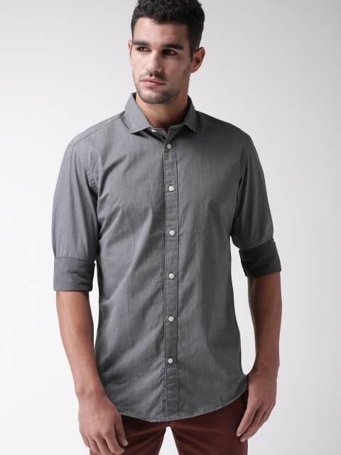 

SELECTED Men Grey Slim Fit Solid Smart Casual Shirt