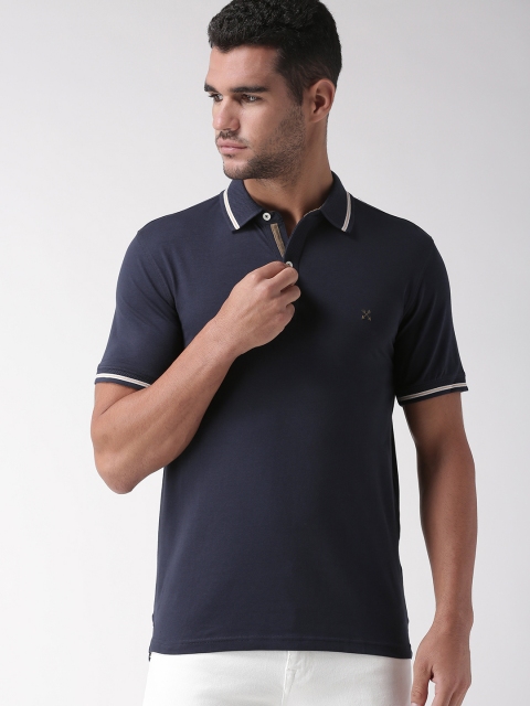 

SELECTED Men Navy Blue Solid Polo Collar T-shirt