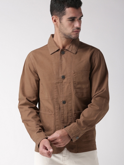 

SELECTED Men Brown Solid Denim Jacket