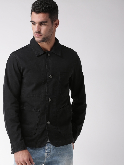 

SELECTED Men Black Solid Denim Jacket