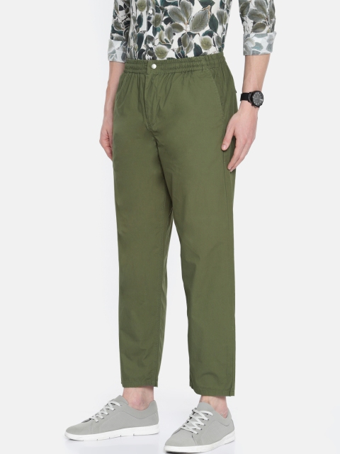 

SELECTED Men Olive Green Solid Trousers
