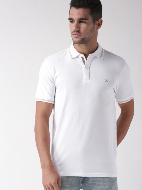 

SELECTED Men White Solid Polo Collar T-shirt