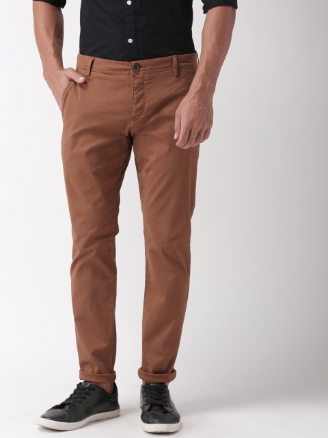 

SELECTED Men Rust Brown Skinny Fit Solid Chinos