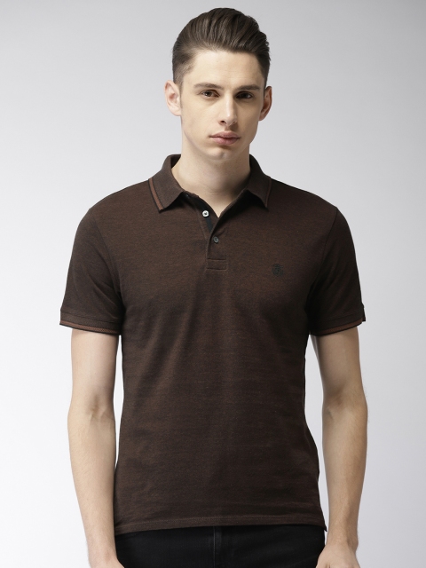 

SELECTED Brown Solid Polo Collar Pure Cotton T-shirt