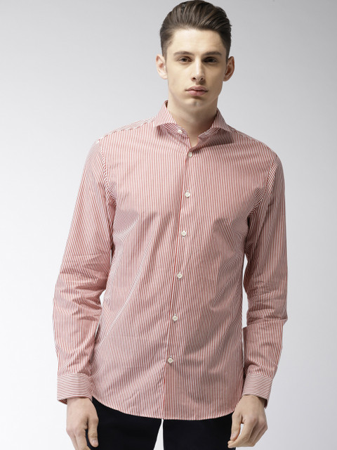

SELECTED Red & White Regular Fit Striped Formal Shirt