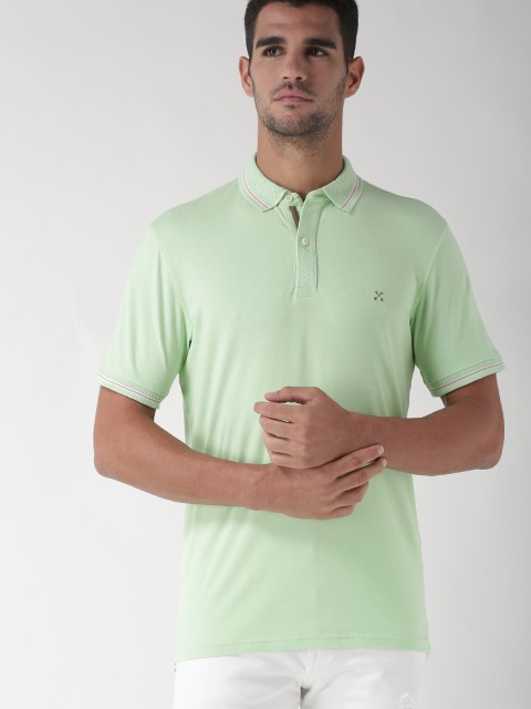 

SELECTED Men Green Solid Polo Collar T-shirt
