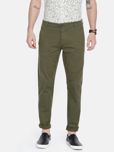 

SELECTED Men Olive Green Skinny Fit Solid Chinos