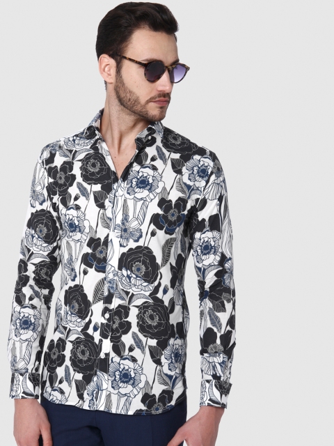 

SELECTED Men White & Black Slim Fit Floral Printed Casual Shirt