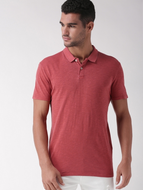 

SELECTED Men Red Solid Polo Collar Pure Cotton T-shirt