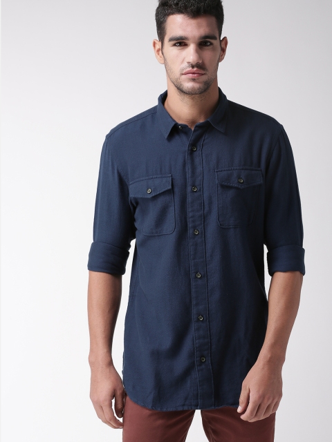 

SELECTED Men Navy Blue Slim Fit Solid Casual Shirt