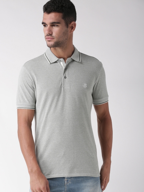 

SELECTED Men Grey Solid Polo Collar T-shirt
