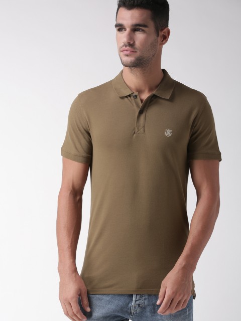 

SELECTED Men Brown Solid Polo T-shirt