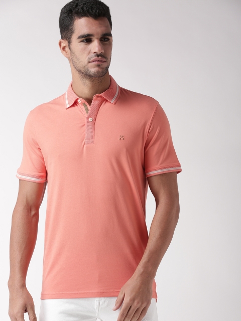 

SELECTED Men Pink Slim Fit Solid Polo Collar T-shirt