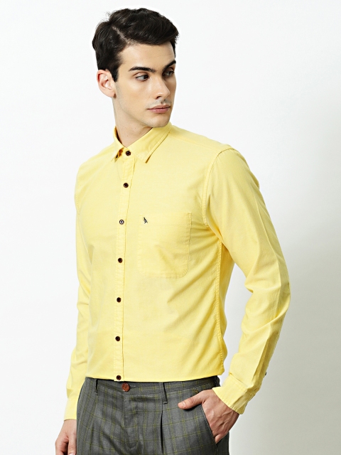 

Mr Bowerbird Men Yellow Tailored Fit Solid Smart Casual Shirt