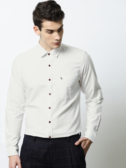 

Mr Bowerbird Men Off-White Tailored Fit Solid Casual Shirt