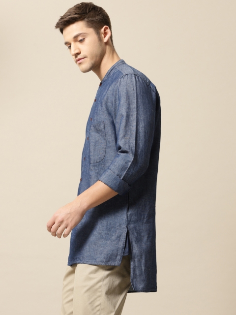 

Mr Bowerbird Men Blue Solid Straight Kurta