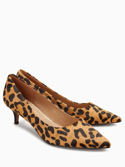 

next Women Camel Brown Printed Leather Pumps