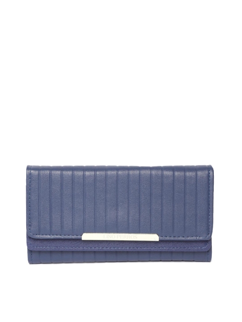 

Lisa Haydon for Lino Perros Women Navy Blue Textured Three Fold Wallet