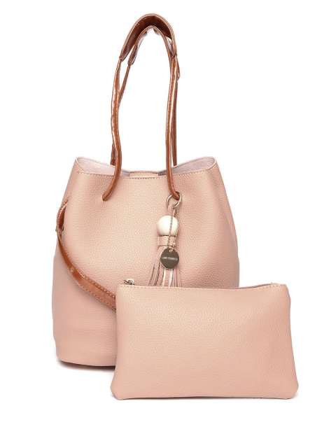 

Lisa Haydon for Lino Perros Nude-Coloured Solid Handheld Bag with Zip Pouch & Sling Strap