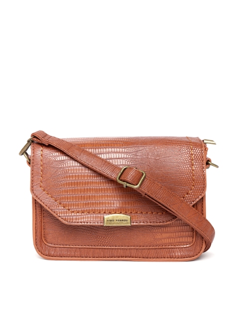 

Lisa Haydon for Lino Perros Tan Brown Snakeskin-Textured Sling Bag