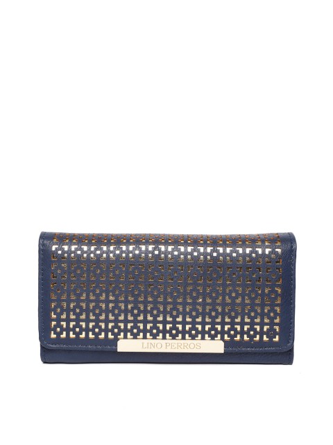 

Lisa Haydon for Lino Perros Women Navy Blue Solid Three Fold Wallet