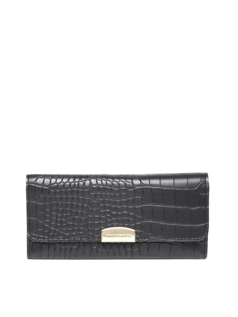 

Lisa haydon for Lino Perros Women Black Croc-Textured Three Fold Wallet