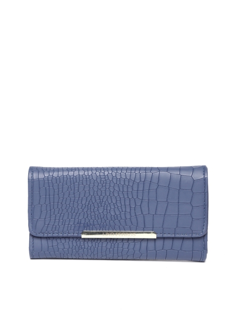 

Lisa Haydon for Lino Perros Women Navy Blue Croc-Textured Three Fold Wallet