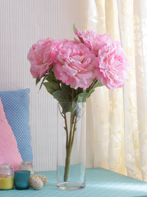 

Fourwalls Pink Artificial Peony Flower Bunches without Pot