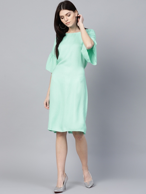 

Jaipur Kurti Women Sea Green Self Design A-Line Dress