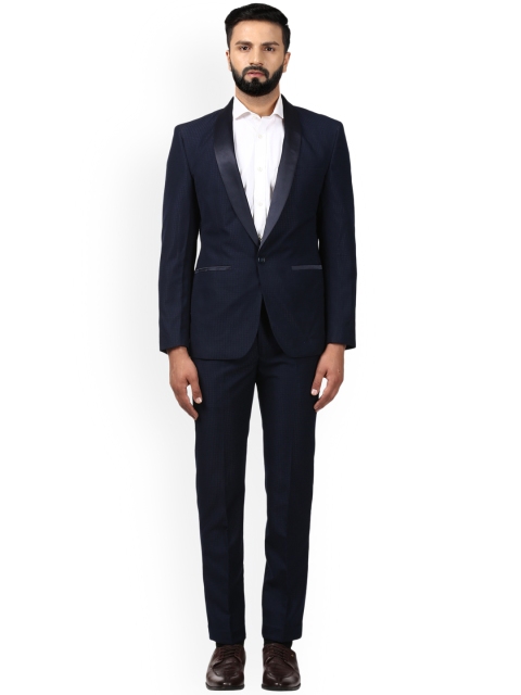 

Park Avenue Navy Blue Solid Woven Super Slim Fit Single-Breasted Formal Suit