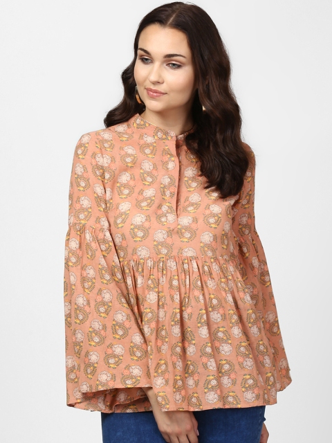 

Ritu Kumar Peach Printed A-Line Kurti