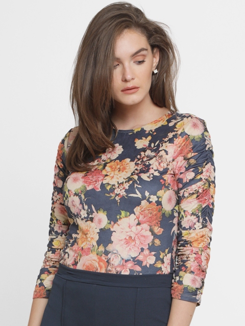 

Kazo Women Blue Printed Fitted Top