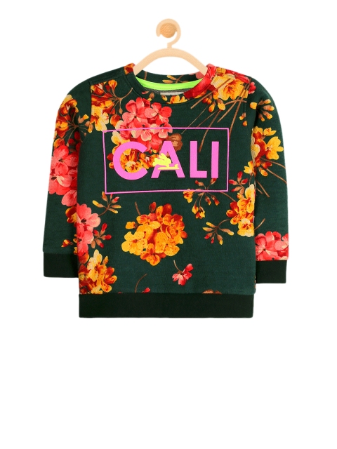 

Cherry Crumble Girls Green & Orange Printed Sweatshirt