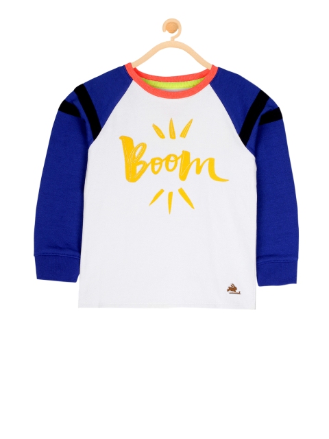 

Cherry Crumble Boys White & Blue Colourblocked Sweatshirt