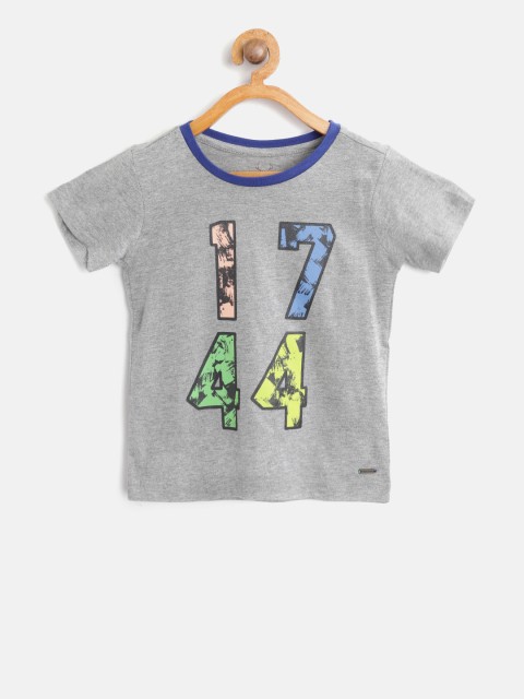 

Allen Solly Junior Boys Grey Melange Printed Round Neck T-shirt