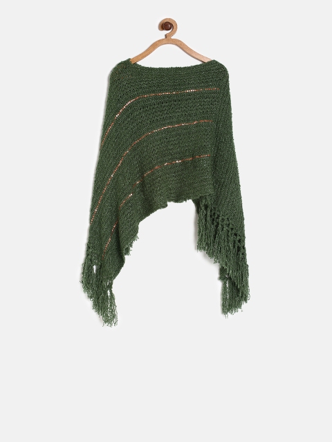 

Allen Solly Junior Girls Green Self Design Embellished Poncho