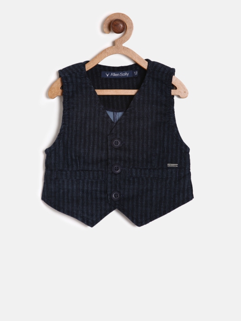 

Allen Solly Junior Boys Navy Blue Woven Design Pure Cotton Waistcoat