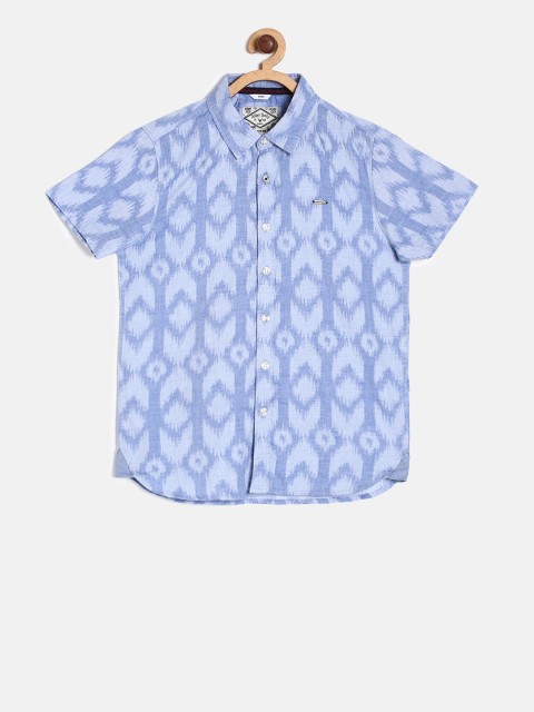 

Allen Solly Junior Boys Blue Regular Fit Printed Casual Shirt